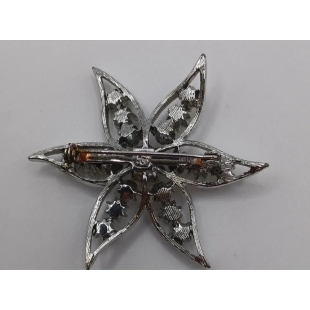 FLOWER SUNBURST PINWHEEL‎ RHINESTONES BROOCH Costume Jewelry